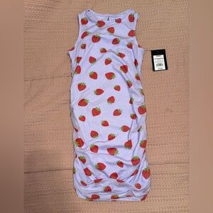 Art Class | purple/strawberries ruched dress, size S (6/6x)